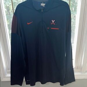 Nike UVA Men's Navy Blue and Orange Quarter-Zip Sweatshirt